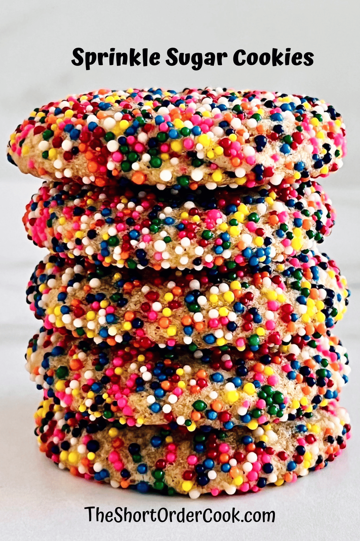 Sprinkle Sugar Cookies stacked up.