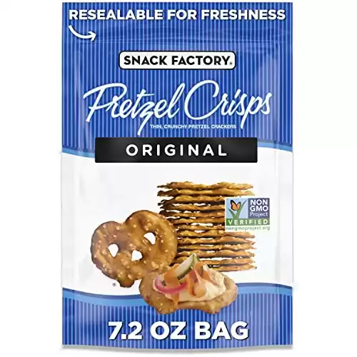 Snack Factory Original Pretzel Crisps, Non-GMO, 7.2 oz Resealable Bag