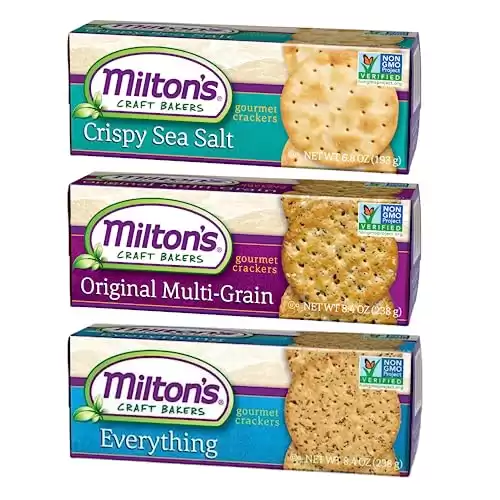 Milton's Craft Bakers Gourmet Crackers Variety Bundle (Multi-Grain, Everything, Crispy Sea Salt) - Non-GMO Project Verified, All Natural Ingredients, Kosher, Healthy Crackers - 8.4 Oz Each, Pack ...
