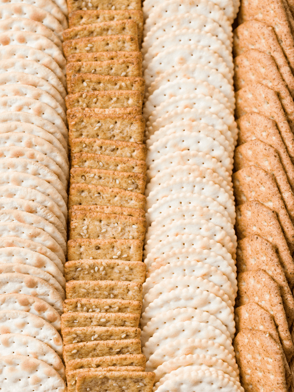 Crackers lined up.
