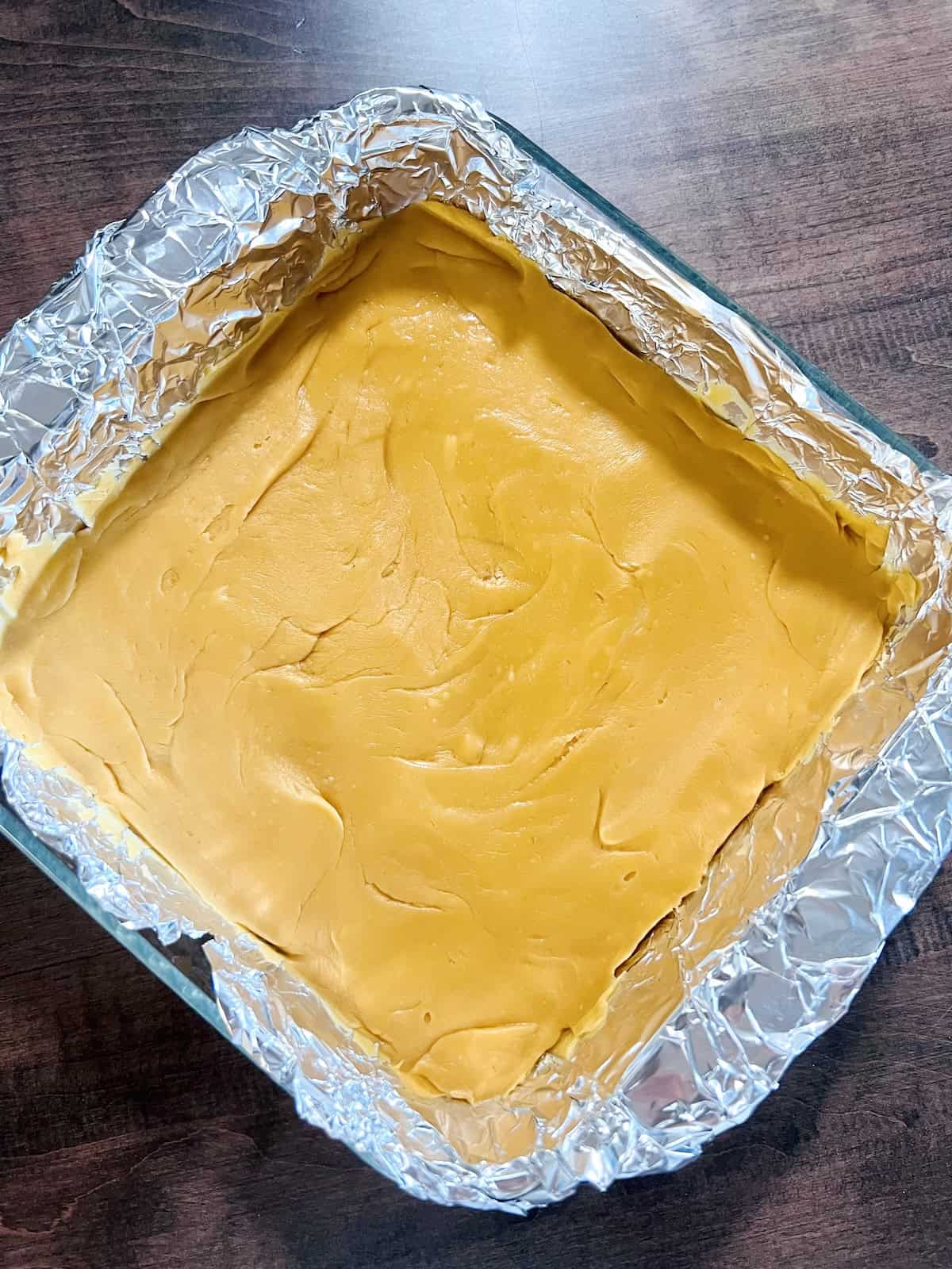 Pressed in the 8x8 pan lined with foil.