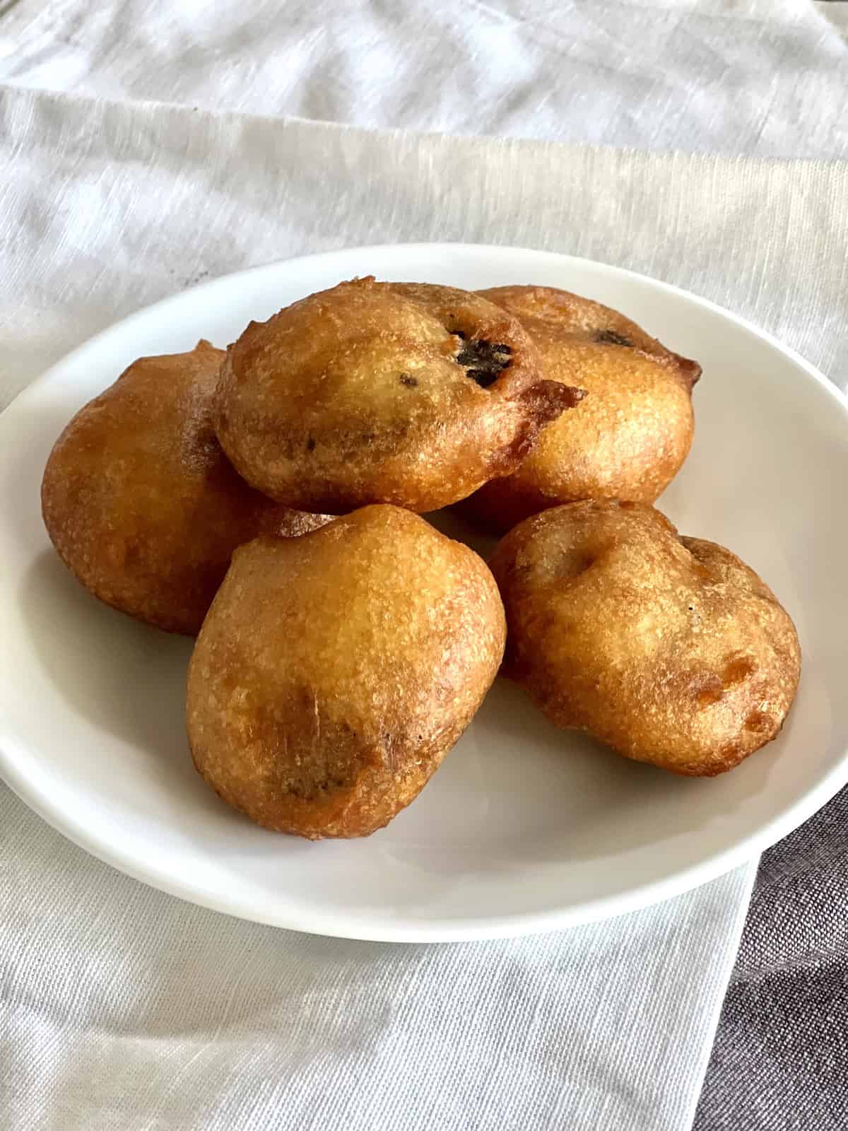 Plated fried oreos in a pile