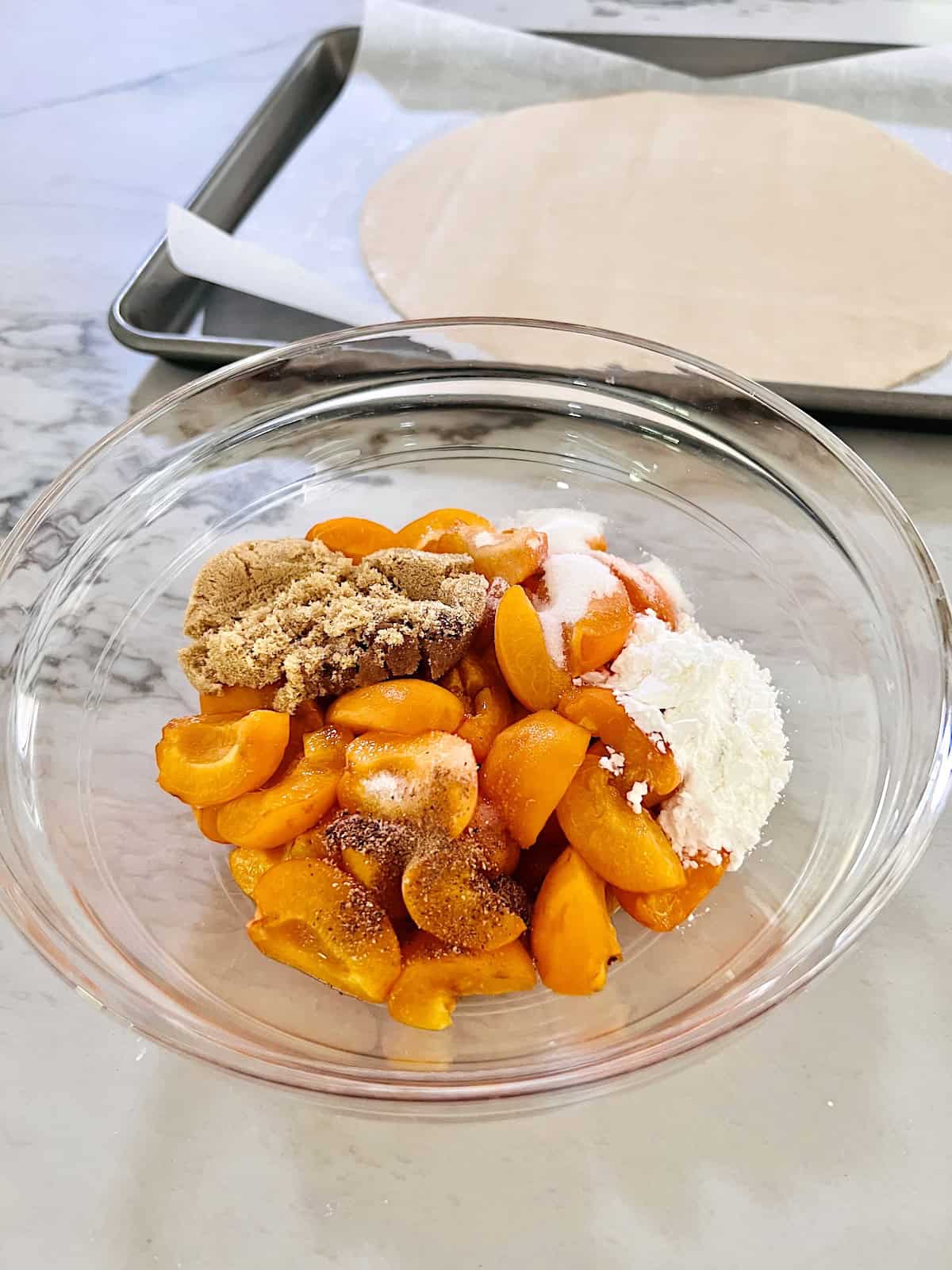 Filling ingredients in a bowl,