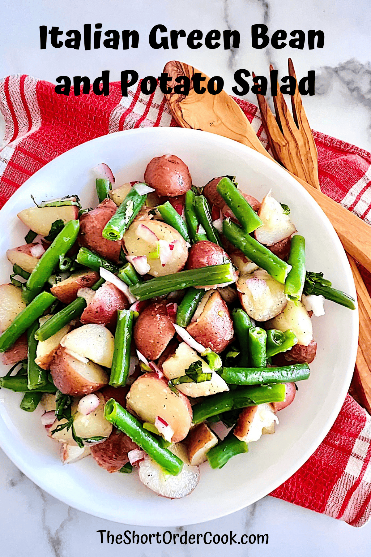 Italian Green Bean and Potato Salad in a serving bowl.