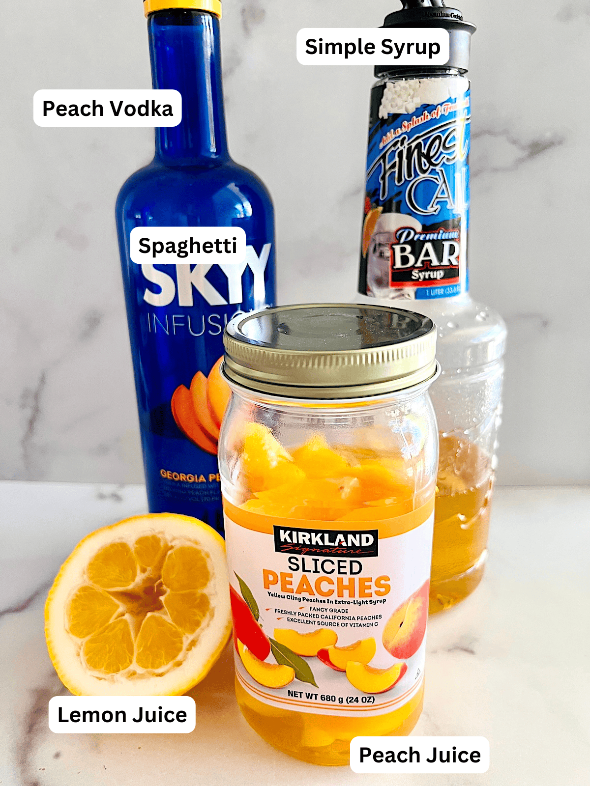 Peach Martini Ingredients with Labels