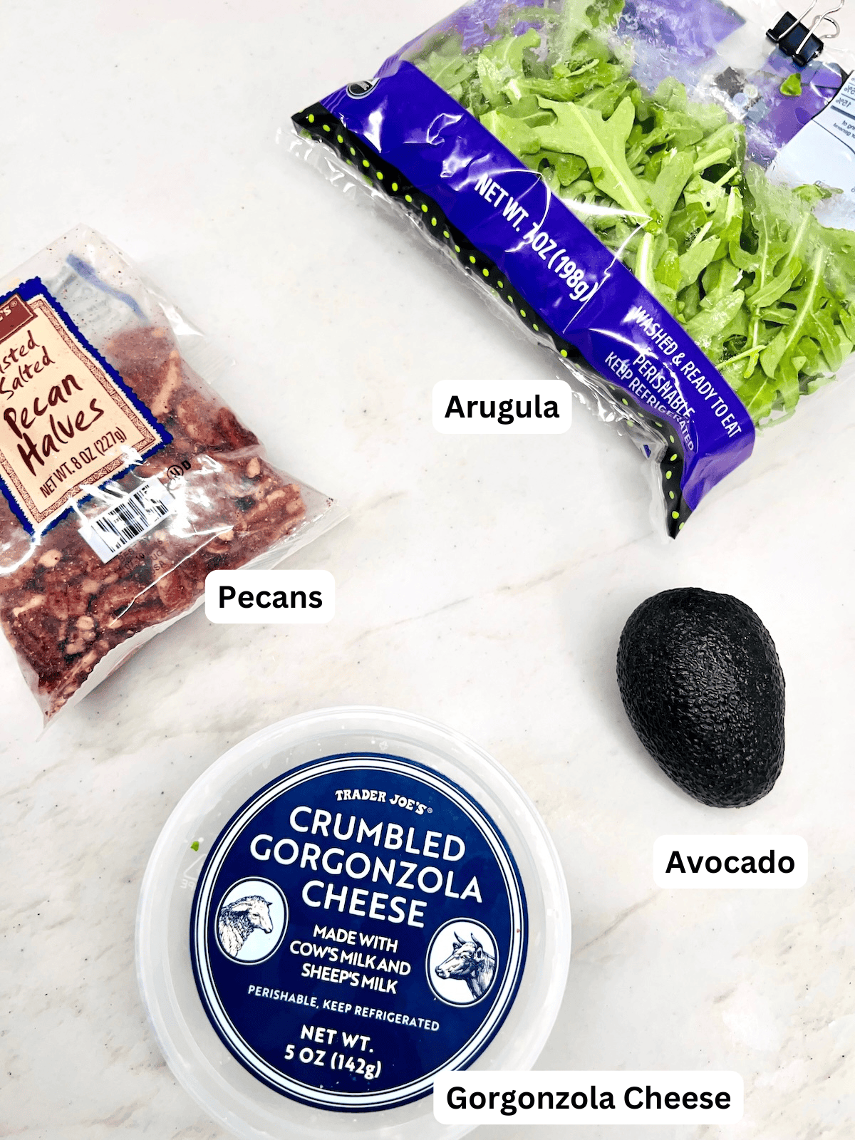 Arugula Salad with Leftover Chicken Ingredients with Labels