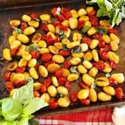Sheet Pan Tomato Basil Gnocchi with fresh tomatoes and Italian potato dumplings.