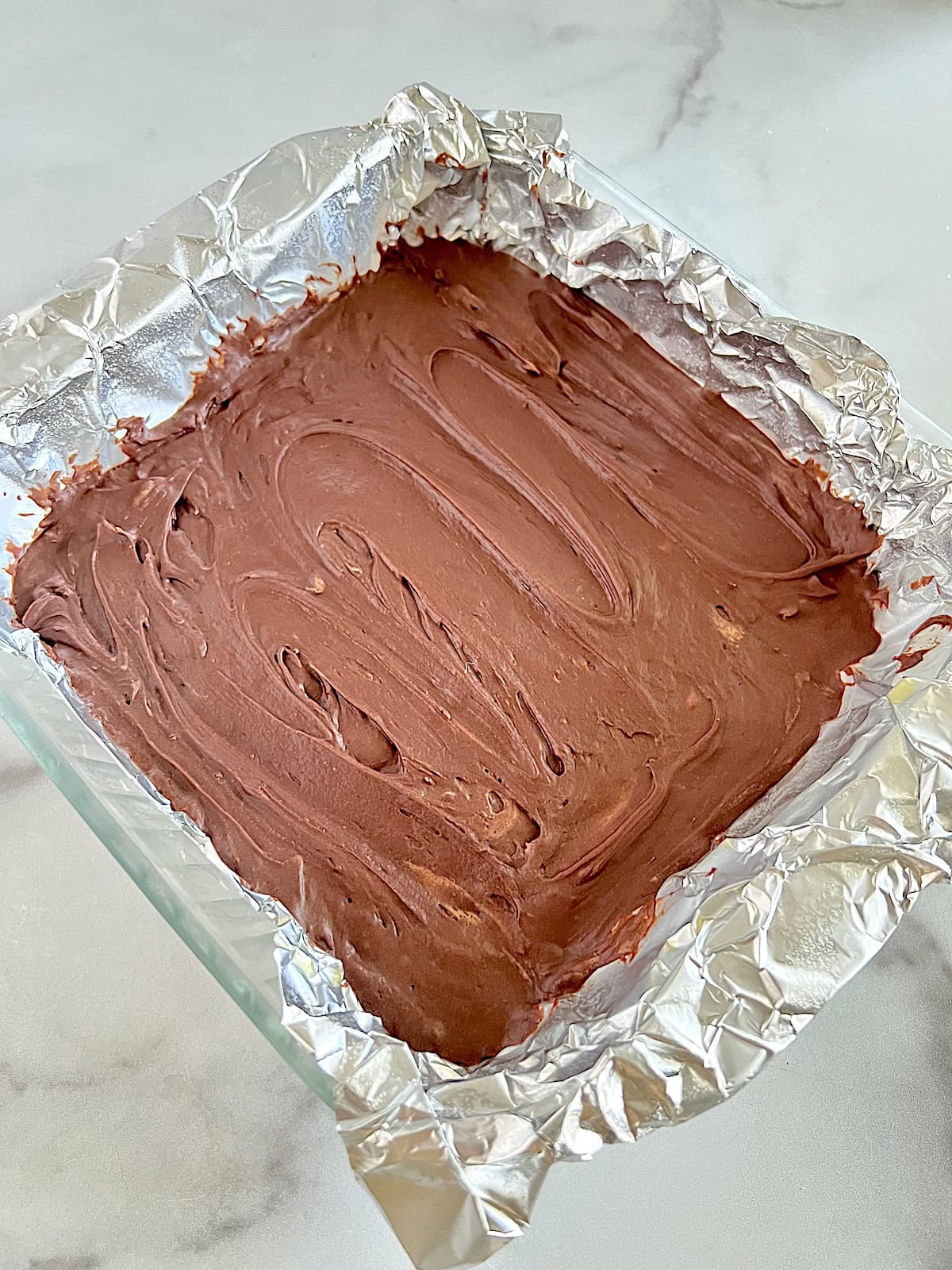 2 Ingredient Frosting Fudge Chilled and set in the square pan.