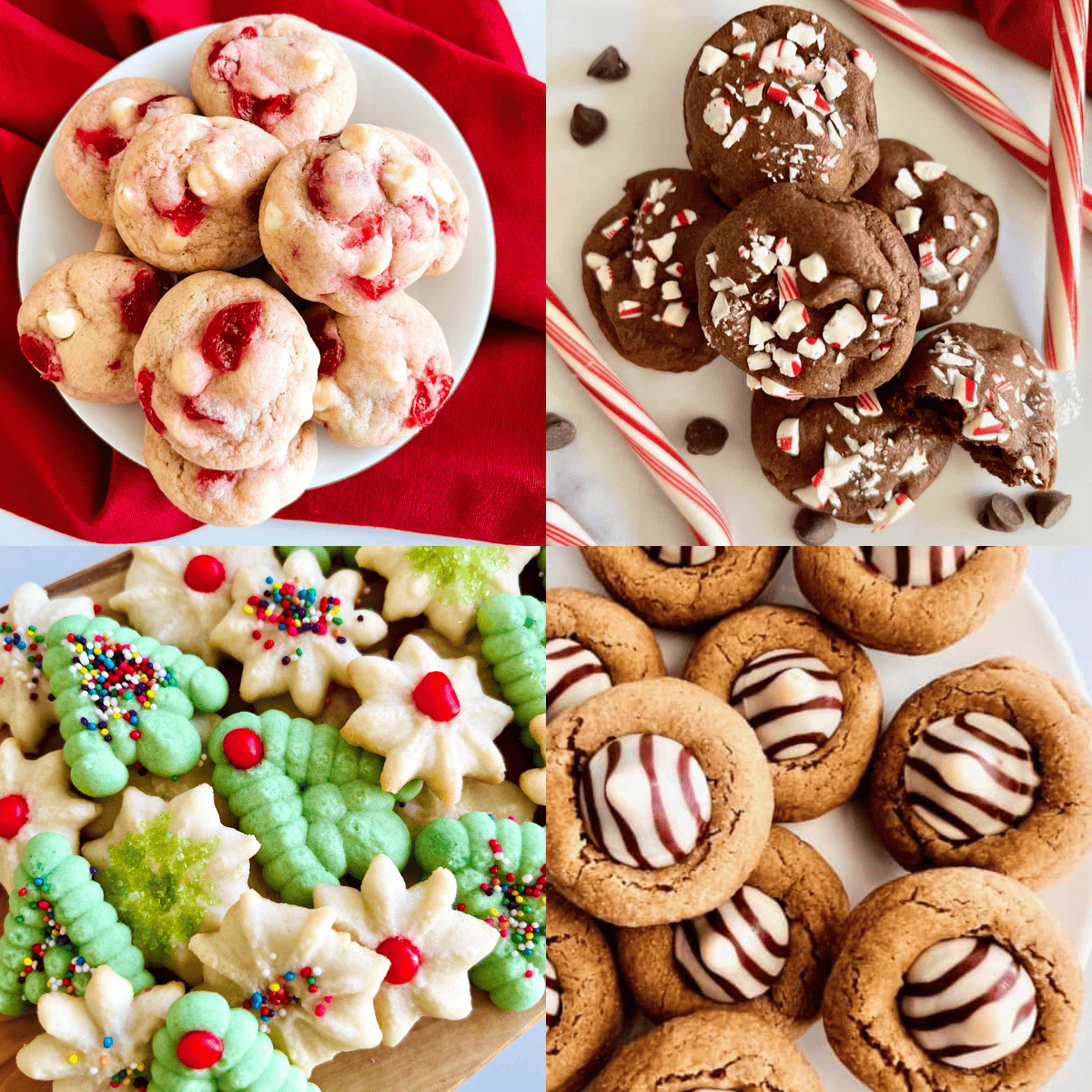 4 photos of different Festive Christmas Cookies made from scratch