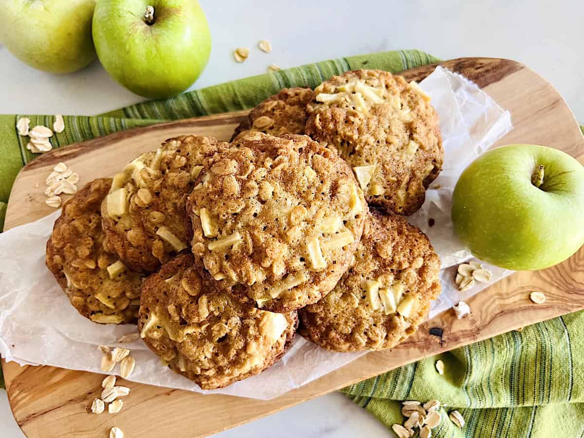Cookies made with diced fresh apples and oatmeal.