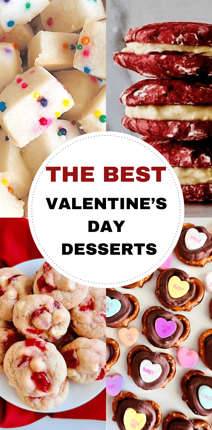 Collage of 4 recipes from ideas on simple Valentine's Day Desserts