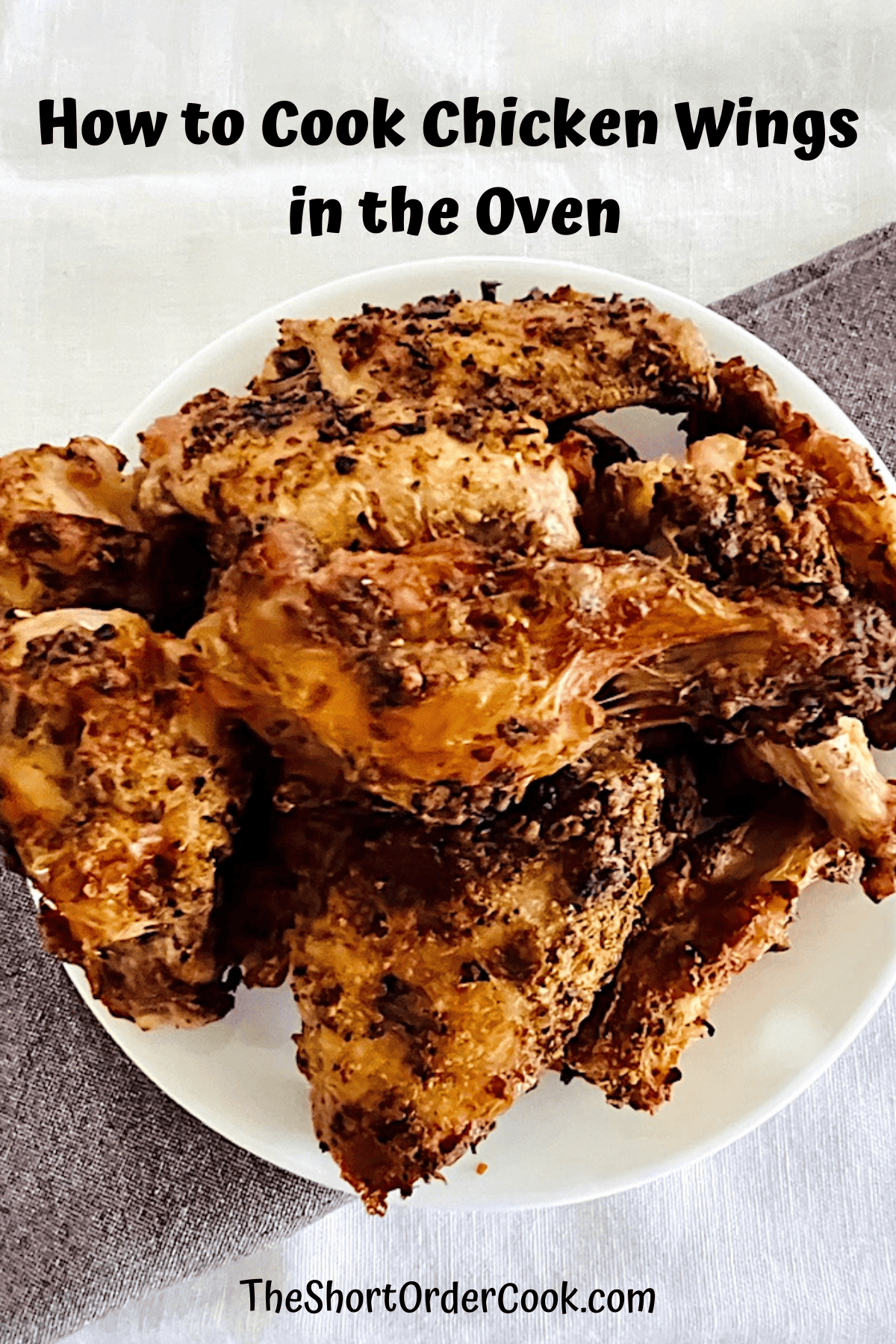 Baked Chicken Wings that have been cooked in the Oven at 425 degrees for crispy skin.