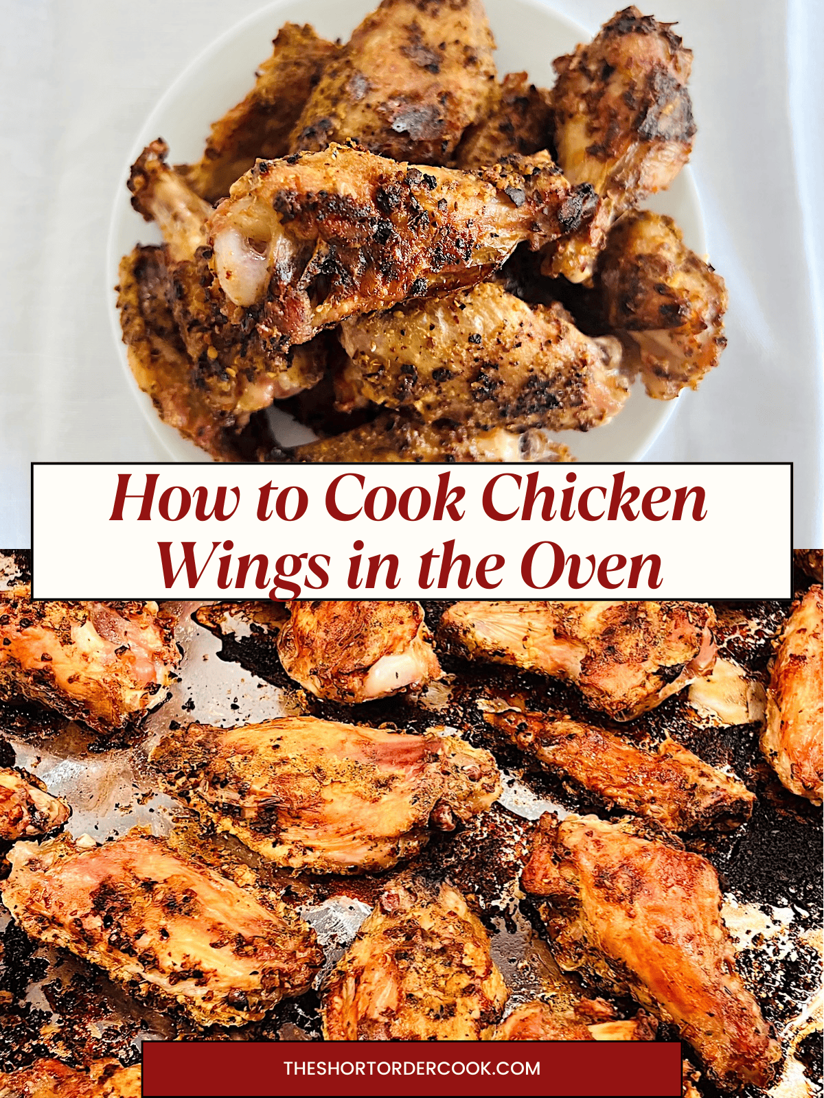 Two photos on How to Cook Chicken Wings in the Oven recipe.