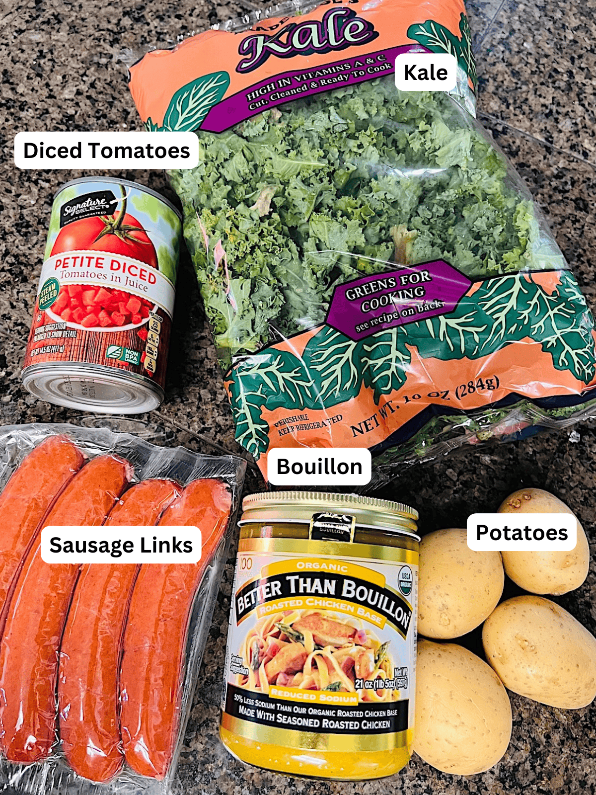 Slow Cooker Sausage Kale Soup 5 simple Ingredients with Labels