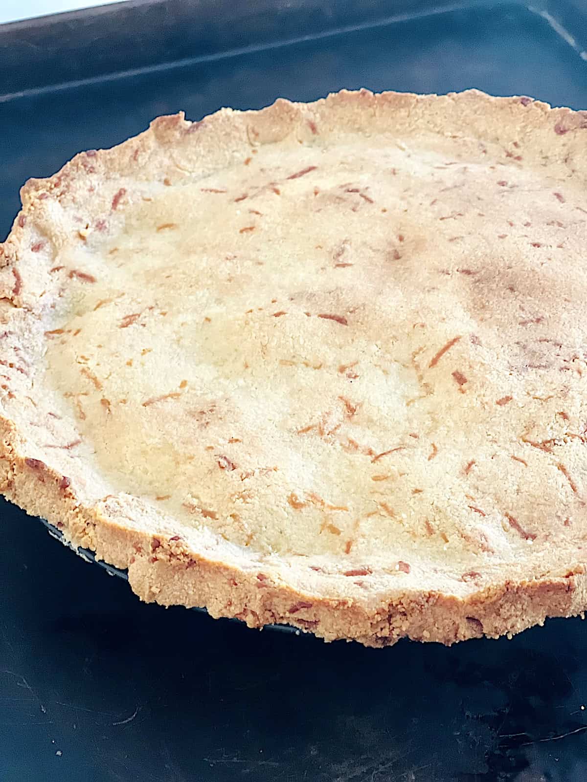 Savory Keto Pie Crust Baked in a pot pie.