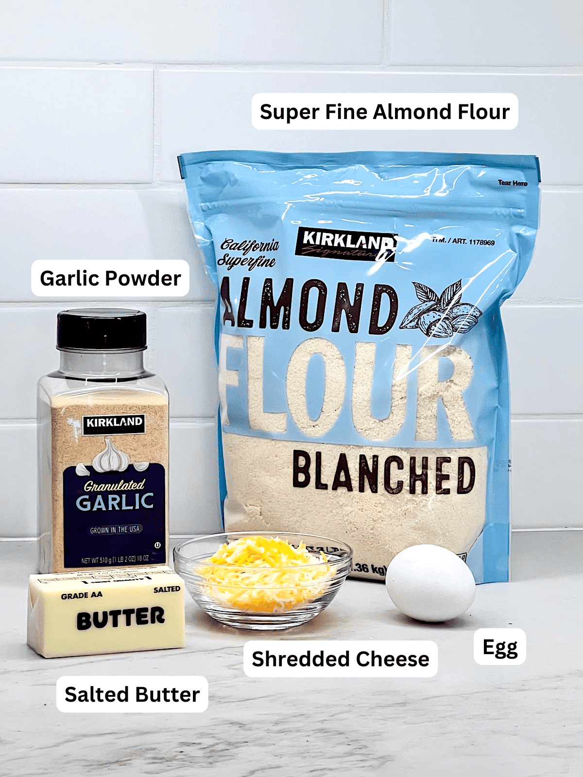 Savory Keto Pie Crust Ingredients with Labels.