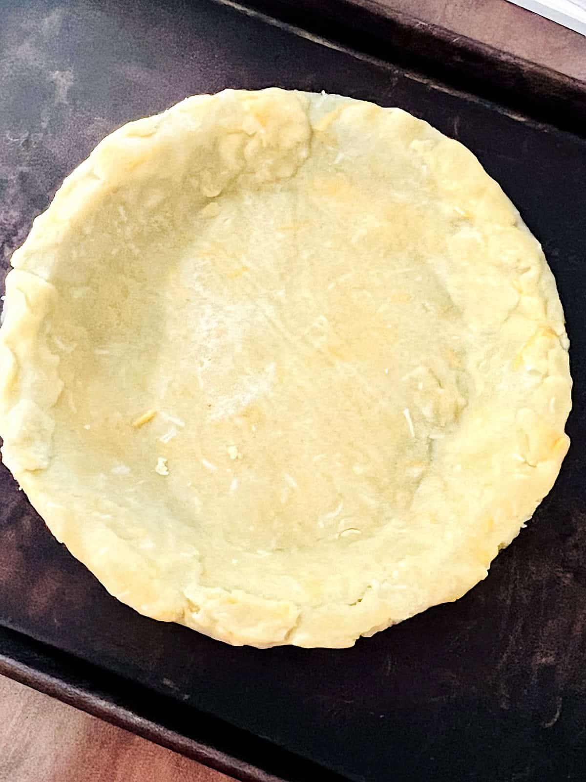 Savory Keto Pie Crust bottom crust ready to bake.