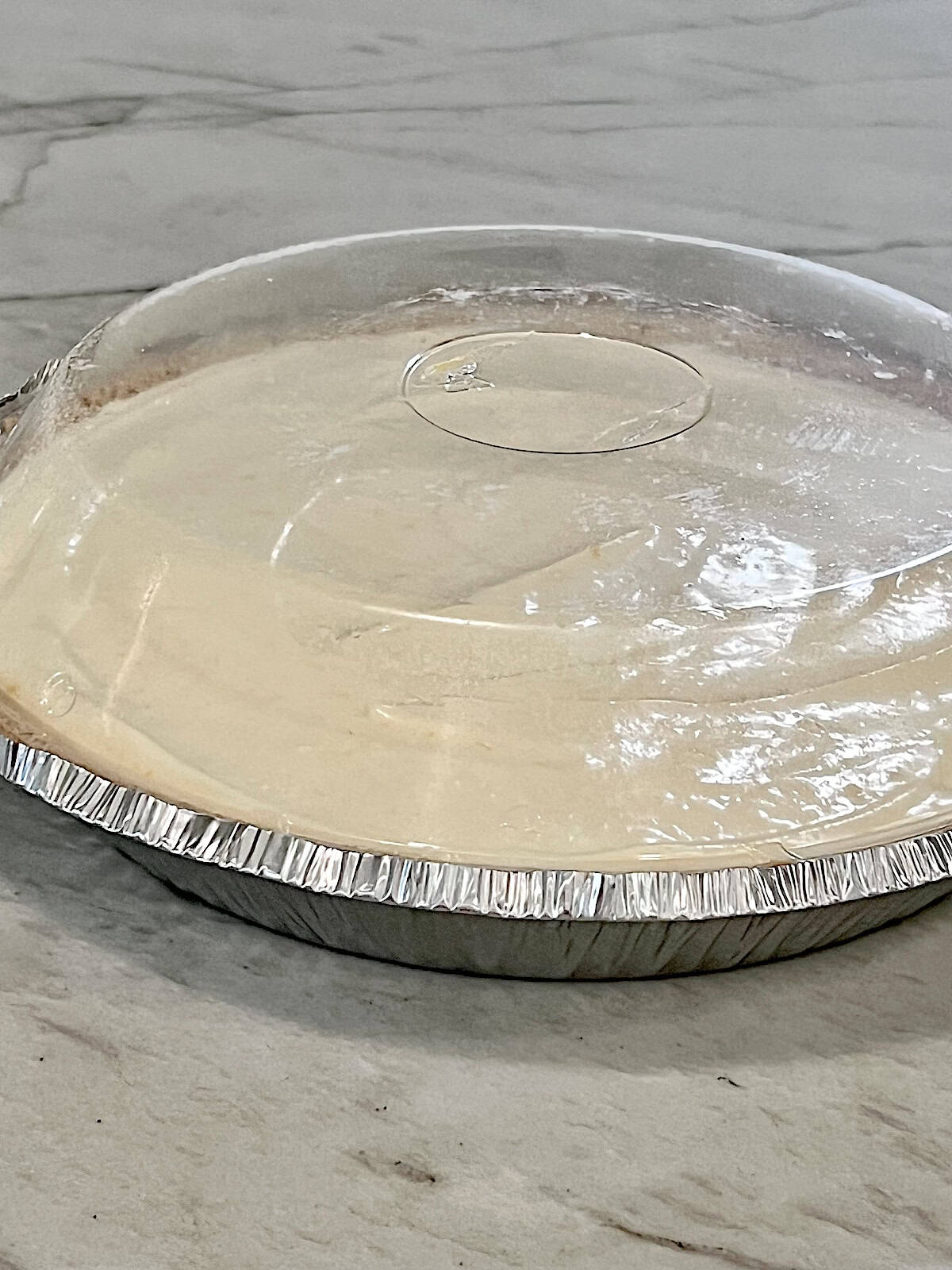 Filled with dome on top ready to put in the fridge to chill.