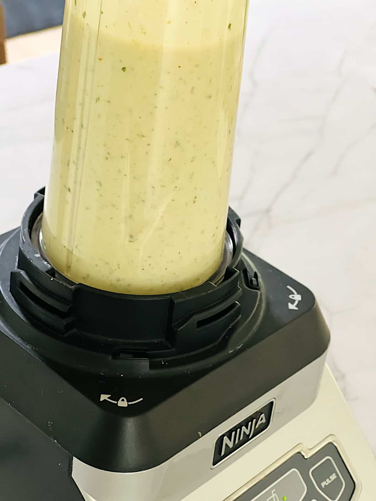 Blended suizas green enchilada sauce made from Mexican dairy sour cream, cilantro, garlic, & green chile salsa verde.