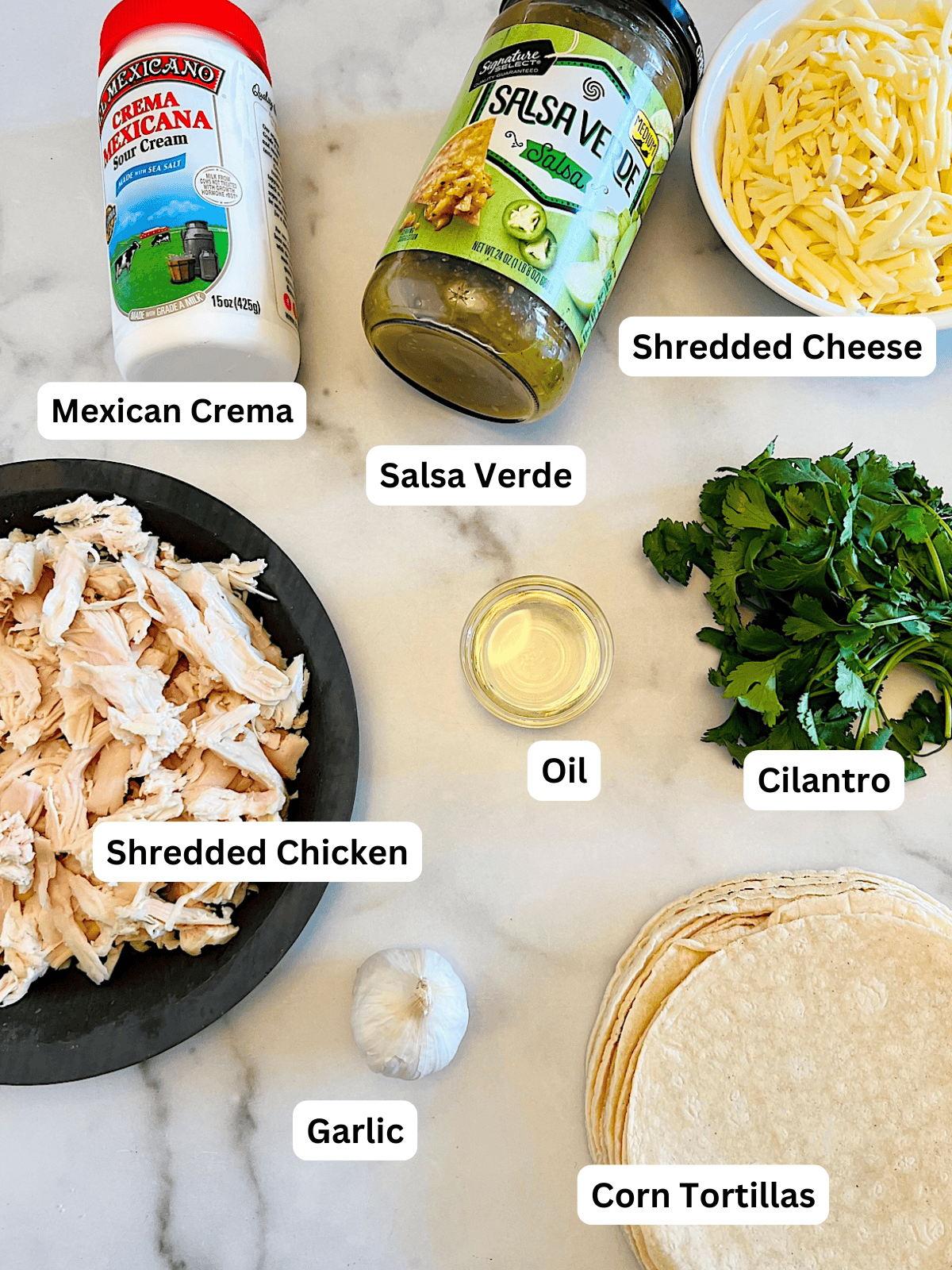 Enchiladas Suizas Ingredients with Labels