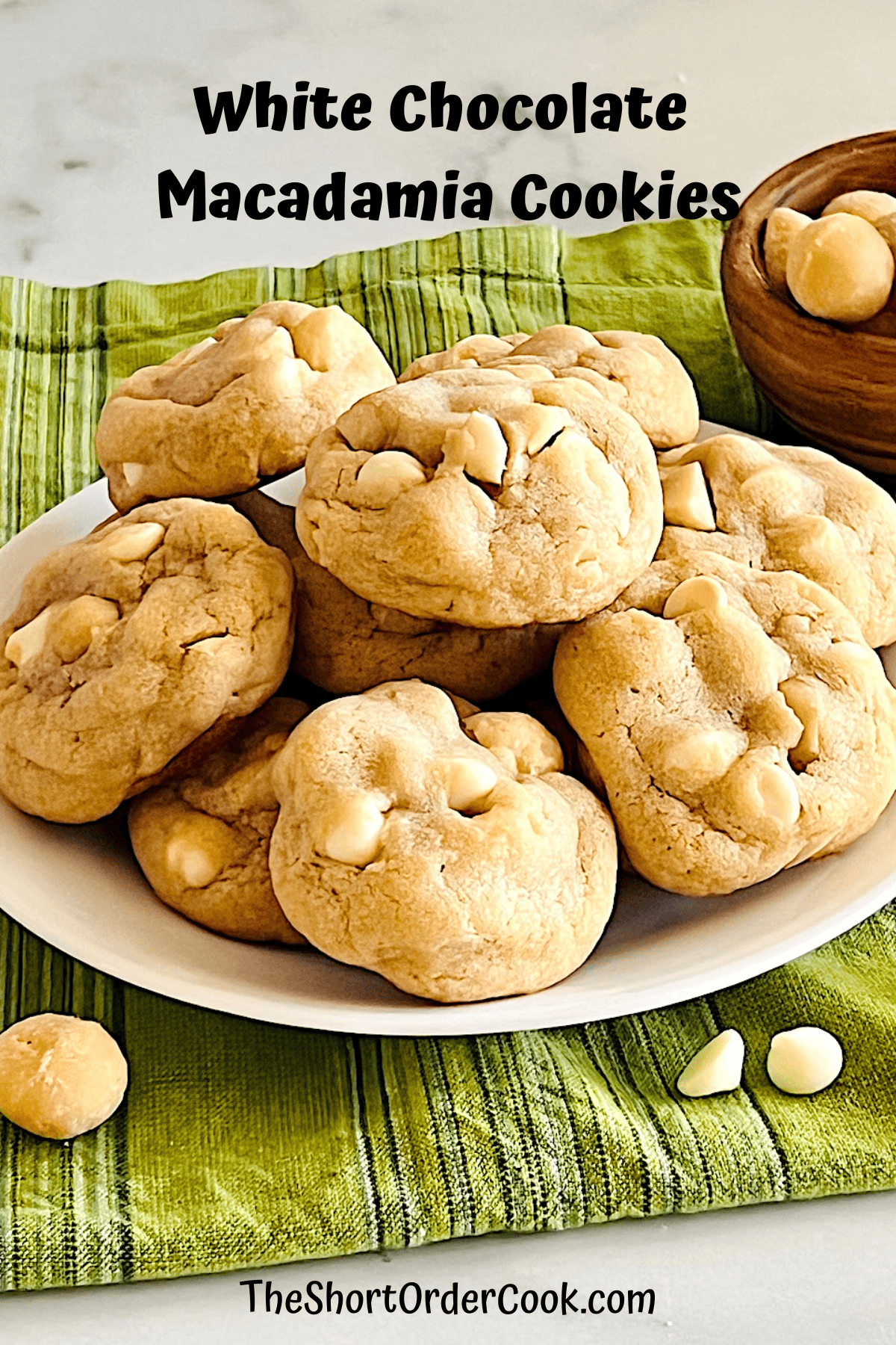 White Chocolate Macadamia Cookies plated ready to serve.