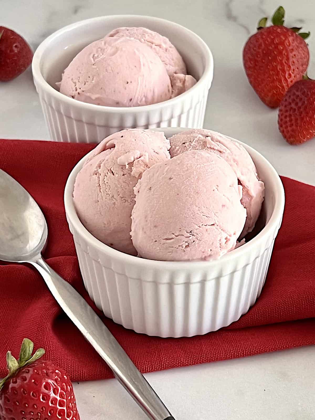 Homemade Strawberry Ice Cream Best Recipe made in Cuisinart ice cream maker with fresh fruit, sugar, & cream.