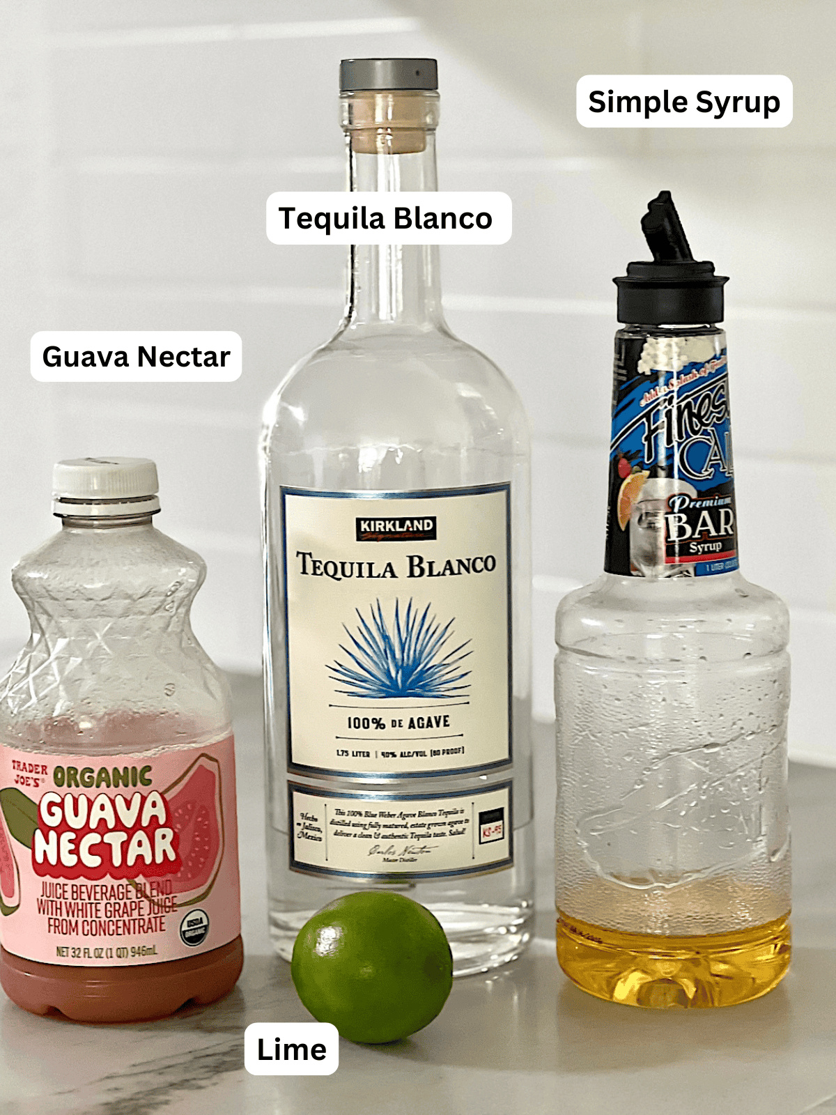 Guava Margarita Ingredients with Labels