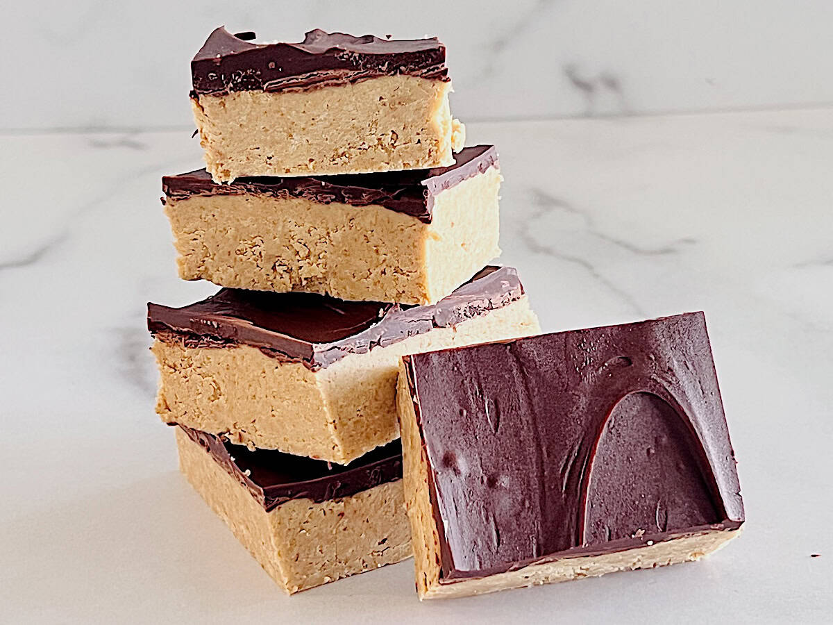 No Bake Chocolate Peanut Butter Bars easy summer dessert cut into squares ready to eat chilled and creamy.