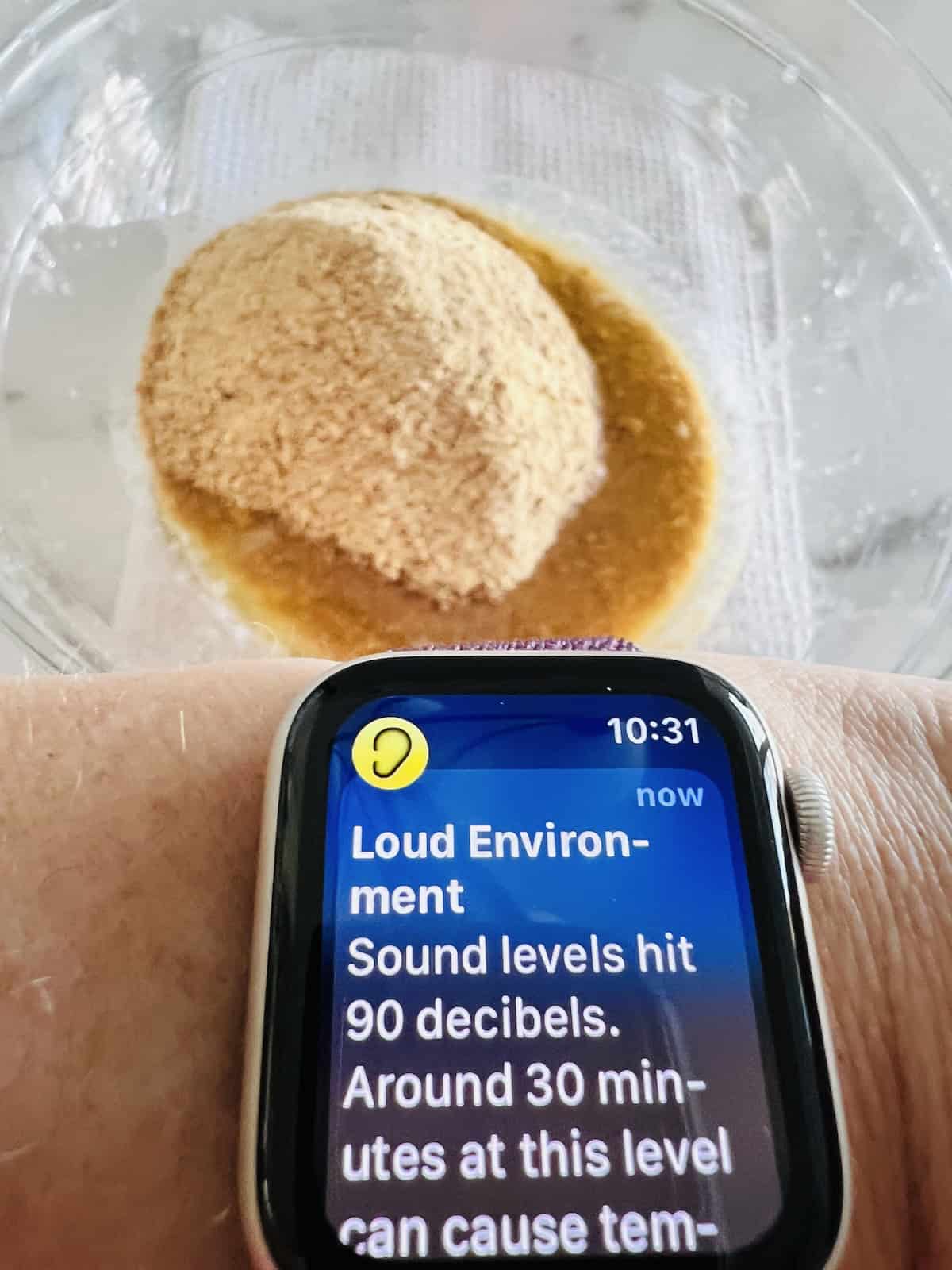 Apple watch with decibel warning .