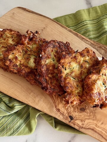 Zucchini Fritters fritelle di zucchine Italian recipe for fried squash pancakes.