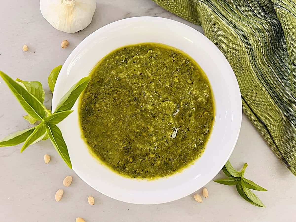 Basil Pesto Sauce (Pesto alla Genovese) Easy homemade classic Italian summer pasta sauce recipe.