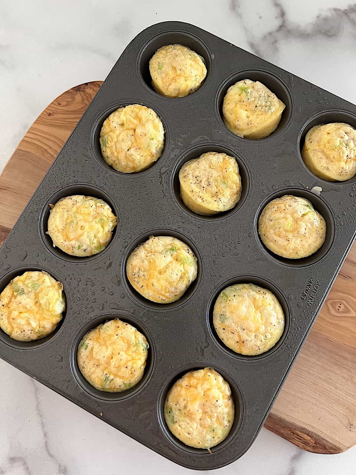 Mini Egg Bites Baked in mini muffin tin ready to aet.