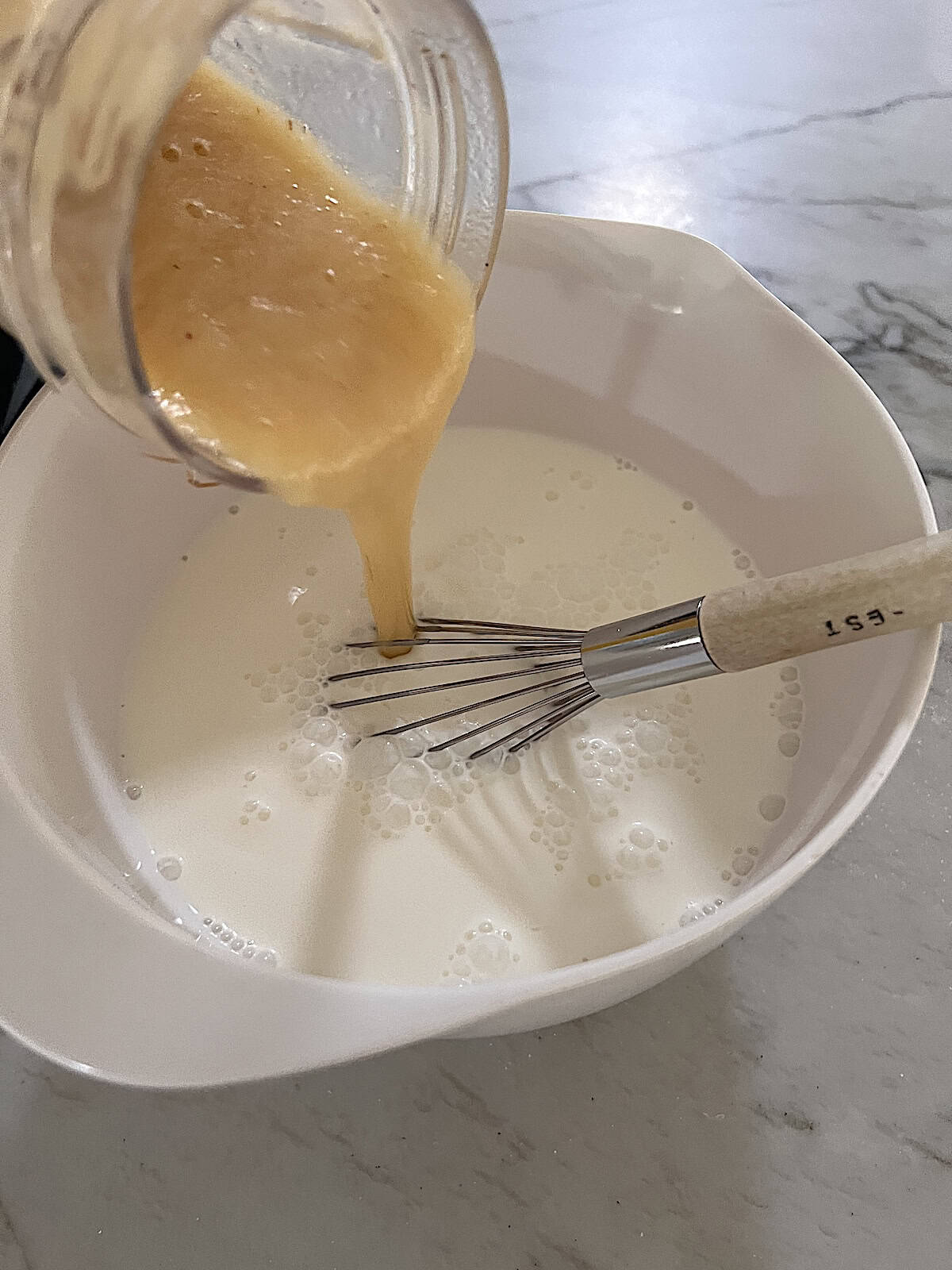 Peach Ice Cream Adding peach puree to vanilla base.