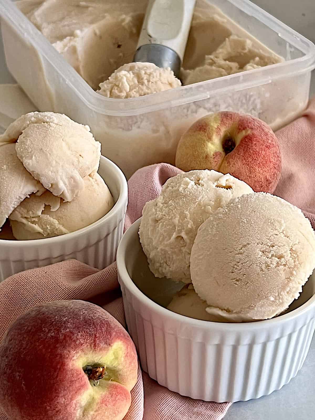 Peach Ice Cream Best homemade recipe with fresh fruit made in Cuisinart