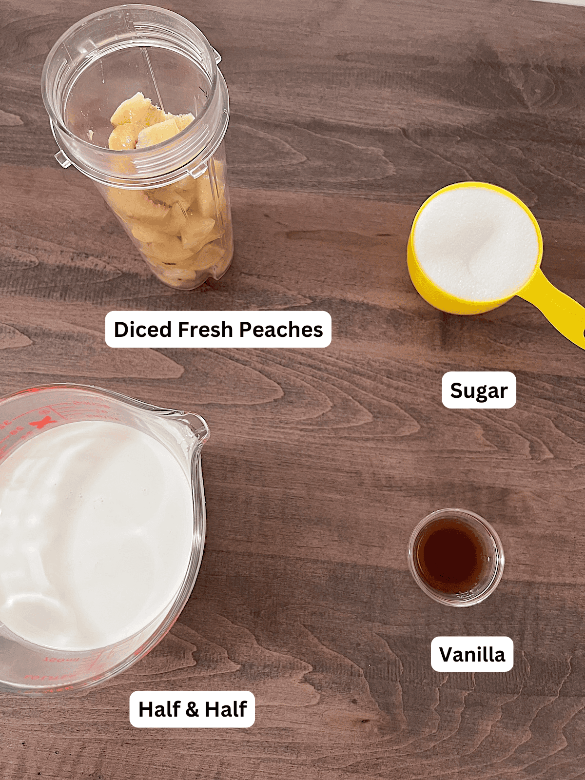 Peach Ice Cream Ingredients with Labels