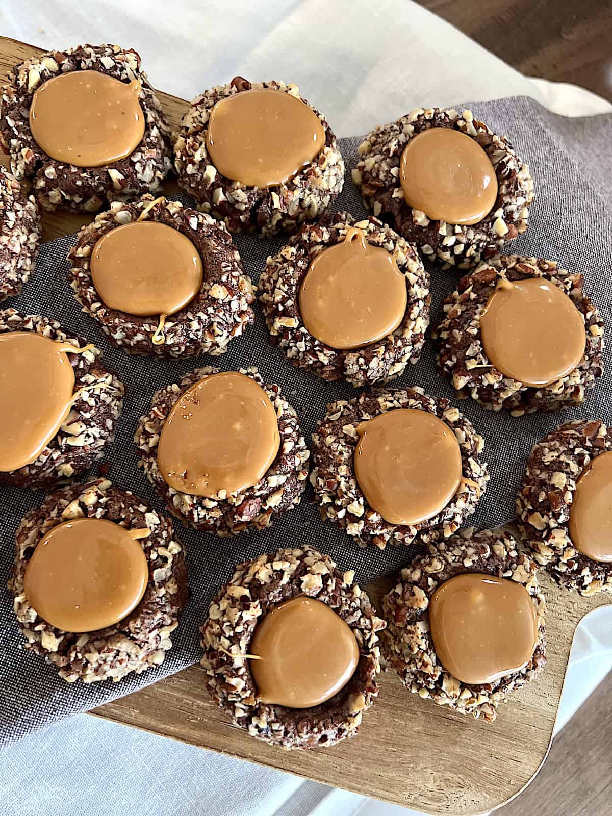 Turtle Thumbprint Cookies Best homemade recipe with caramel centers and pecan edges to eat.