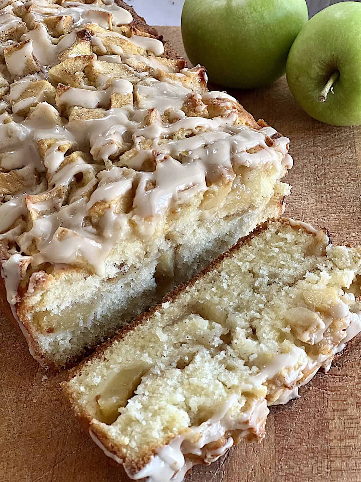 Apple Fritter Bread with Maple Glaze Best homemade loaf pan fall cake recipe.