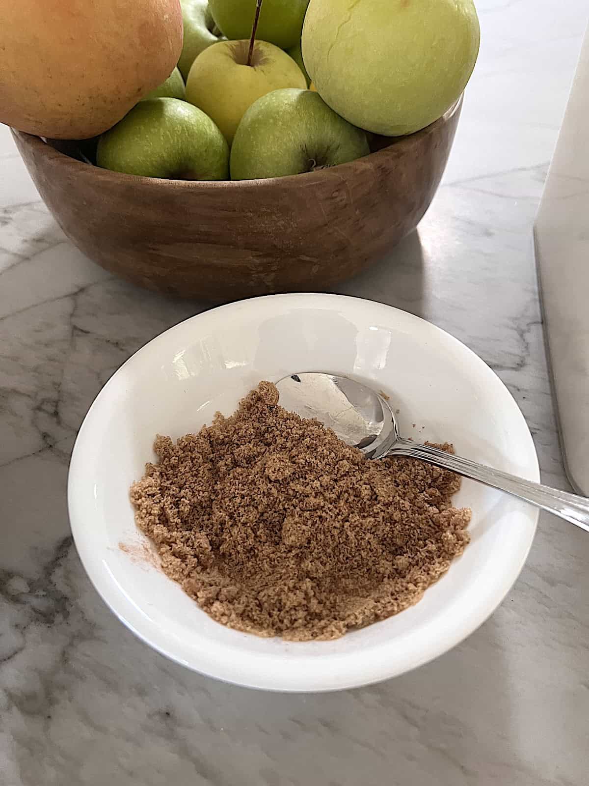 Bowl of brown sugar and cinnamon.